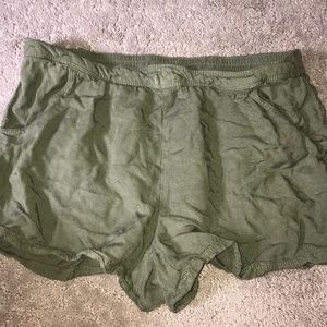 army green flowy shorts